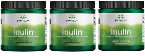 Swanson Inulin - Prebiotic Soluble Fiber Powder Promoting Digestive Health - Naturally Occurring FOS from Chicory Root Supporting Overall Gut Performance - (8 oz Each) (3 Pack)