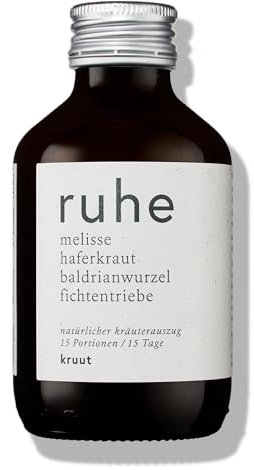 Kruut – Ruhe Kräuterauszug bio 150ml – Elixier aus Wildpflanzen Melisse, Baldrianwurzel, Haferkraut, Fichtentriebe – Oxymel Tinktur Kräuterdrink Sirup Kur Genuss zum Einschlafen & Entspannung am Abend