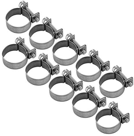 10 teile/satz Schlauchschellen Edelstahl Schwere T-Bolzen Mini Kraftstoffleitung Rohrschellen 6mm-20mm Optionale Größe für Sanitär(18-20Mm)