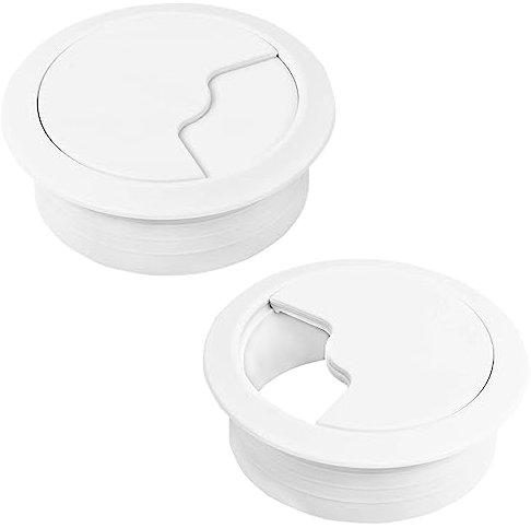 HO2NLE 2pcs Tapa Pasacables Mesa Escritorio Blanco 60 mm Pasacables Redondo Tapa Mesa Cables Embellecedor Cubierta de Agujero para Encastrar USB Alambre Organizador de Cable Computadora Pared