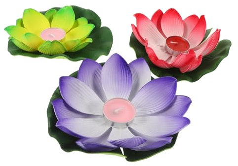 DOITOOL Doitool LáMparas De Loto Flotantes 15Cm 3 Piezas Velas Flotantes Impermeables Decorativas De Lirio para Bodas Fiestas Y JardíN Luz De Deseos