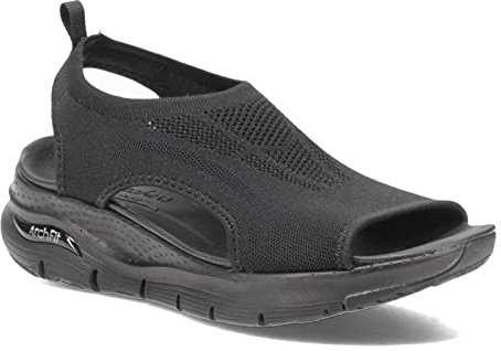 Skechers Arch Fit City Catch Damen Sandalen, Black Knit, 39 EU