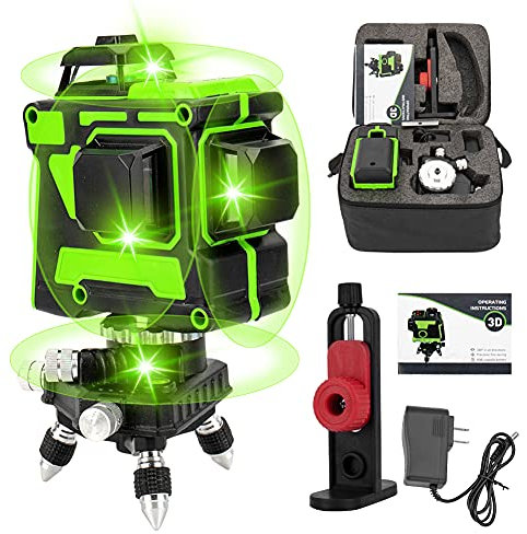 Iriisy 360 Nivel Láser Autonivelante 12 Líneas 3x360° con Generadores Láser de Líneas Cruzadas Horizontales y Verticales con 2 Baterías...