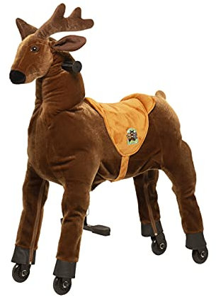 animal riding Reittier Elch „Rudi“ X-Large (für Kinder 8-12 Jahren, Farbe braun, Sattelhöhe 80 cm, mit Rollen) ARR008L