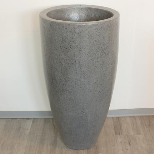 Oriental Galerie Terrazzo Standwaschbecken Säulenwaschbecken Waschbecken Handwaschbecken Waschsäule Rundwaschbecken Stein Säule Dunkelgrau Bauchig