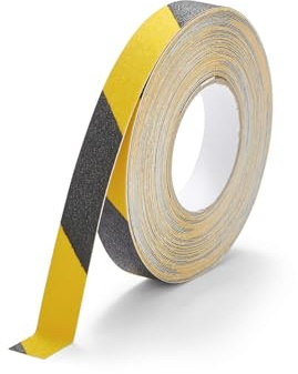 Durable halkskyddstejp standard DURALINE GRIP färg, 25 mm x 15 m, för att säkra trappor, ramper etc., gul/svart, 1081130