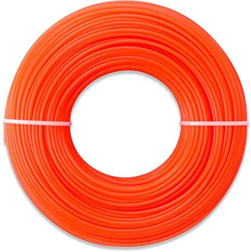 T TOVIA Twisted Nylon Strimmer Line 2.7mm x 15m, Heavy-Duty Low-Noise Trimmer Line for Tough Weeds – Orange 15m Spool