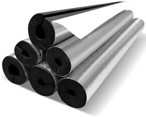 Isolante de Tuyau Anti-Gel Et Calorifuge, 22-219mm ID Tube en Mousse pour Tuyaux Extérieurs, Conduites D'eau Chaude Et Froide, Longueur 0.9M Manchon Isolation en Papier D'aluminium Semi-fendue(ID 22mm