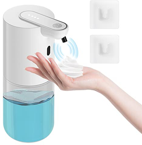 Automatic Soap Dispenser, 400 ML Rechargeable Non-Touch Foam Soap Dispenser with 4 Adjustable Foam Quantity, Electric Soap Dispensers for Wall Mounting with Infrared Motion Sensor-Automatic Cleaning