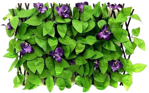VEKRUTIKE Siepe Finta per Recinzione Simulazione Recinzione Artificiale muri di Piante Fogliame siepe Tappeto erboso Pannelli di Verde Recinzione Arredamento casa Piante finte Giardino Prato(Purple)