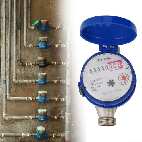Contatore per acqua digitale intelligente, puntatore meccanico per uso domestico rotore contatore per acqua fredda, misuratore di portata dell'acqua fredda antimagnetico da 15 mm 1/2 pollici