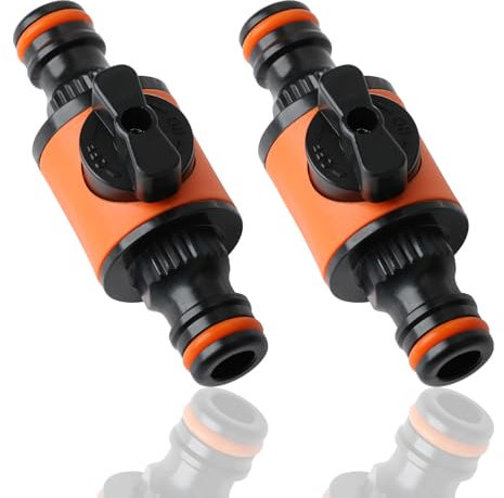 Quick-Release Hose Connectors and Fittings 2 PCS, Garden Hose Valve for Pacifier Valve Garden Pipe,Female to Female Pipe Shut Off Valve, in-line Shut-Off Connector (Orange)