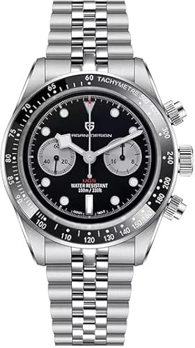 RollsTimi Pagani Design PD1718 Orologio cronografo da uomo VK64 Meca movimento al quarzo, vetro zaffiro, impermeabile fino a 100 m, quadrante in acciaio inox, orologio sportivo., Nero-2