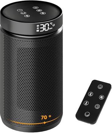 Stufa elettrica basso consumo 1500W, Termoventilatore Riscaldamento elettrico, piccolo radiatore elettrico portatile con termostato timer 12 ore, protezione antiribaltamento e surriscaldamento