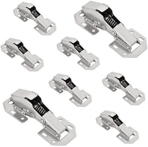BADALU 8-Pack Hidden Hinges for Cabinet Doors Frameless, Concealed Cabinet Hinges, 90 Degree Surface Mount Hinges 4.2 in (No Cup Grooving)