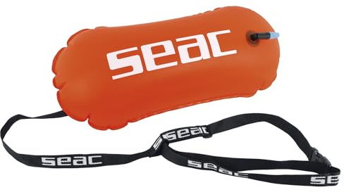 SEAC Boa Compact - Bouée Gonflable de Natation en Mer et Eaux Libres avec Ceinture Réglable, 28 x 57 cm - Flottant Haute Visibilité Orange