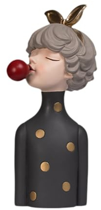 Ioensy Statua Da Tavolo Ragazza Busto Scultura in Resina Ornamento Decorativo Moderno Bubble Girl Figura Da Collezione Ornamentale per Soggiorno Camera Da Le, Grigio