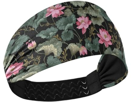 Härlig vattenlilja rosa och Emgald kylande svettband elastiskt svettband för vandring vandring vandring band para el cabello deportivas