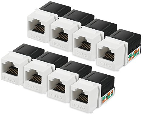 Aexit 8-Pack CAT6 Distribution electrical Keystones Jacks, RJ45 Cat6 Network Module 10G Ethernet Solution