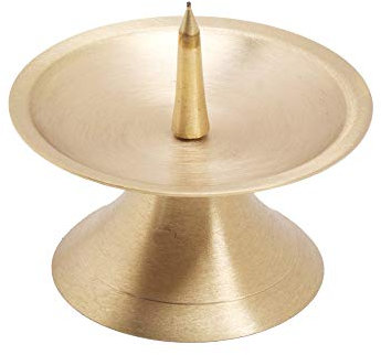 NKlaus Chandelier Hauteur 7,5cm Chandelier en Laiton doré diamètre 9cm avec épine 3cm pour Bougies Bout à Bout jusqu'à Ø 5cm Communion baptême Mariage 2826