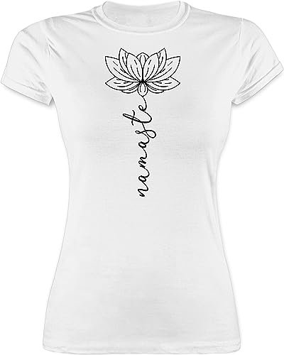 Shirt Damen - und Wellness - Namaste Lotusblüte I Geschenk Yoga - M - Weiß - yogashirth Yoga-Bekleidung Meditation Lotus Tshirt Geschenke für Frauen Yoga-t-Shirt spirituelle Hippi t-Shirts