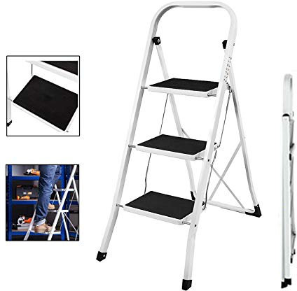 Escabeau pliable à 3 marches - Escabeau pliable - Escabeau domestique - Échelle pliable - Charge maximale : 150 kg