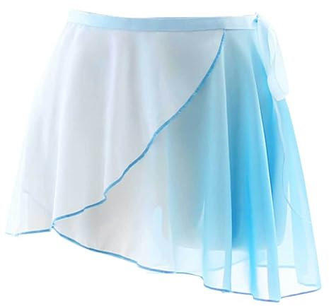 Runhomal Ballett Wickelrock Mädchen Damen Chiffon Gradient Minirock mit Unregelmäßig Ballettrock Gymnastik Tanzrock Ballettbekleidung Himmelblau Einheitsgröße