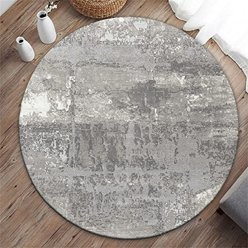 Highdi Teppich Rund Modern rutschfest Waschbar Schlafzimmer Teppiche, Innenbereich Modestil Polyester Runder Teppich fürs Wohnzimmer, Flur, Kinderzimmer, Büro (140cm,Grauer Zement)