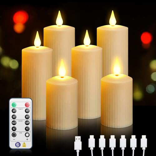 Forever Speed Velas LED recargables, velas sin llama con temporizador de control remoto función impermeable, 6 unidades de velas LED para decoración del hogar, Navidad, bodas