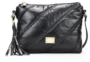 BOSANOVA Bolso Estilo Bandolera Rectangular confeccionado en Nailon con Detalle de cosidos Acolchados y asa de Cruzar Regulable. Cierre con Cremallera metálica. Negro U