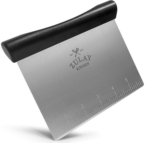 Zulay Premium Multi-purpose Stainless Steel Bench Scraper & Chopper, Easy to Read Etched Markings for Perfect Cuts, Quick & Easy Multi-use Dough Scraper, Dough Cutter & Pastry Scraper (Black)