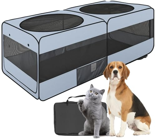 2-in-1 Dog Playpen, 73''Pop Up Cat Puppy Pet Playpen Indoor/Outdoor Cats Enclosed, Cat Dog Tent Crate Cage Kennel, Portable Playpen for Kitten, Small Animals Play Pen(No Divider, Unified Space)