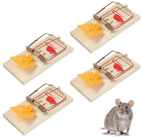 ShiWuYou 4 PCS Wooden Mouse Traps - Durable Reusable Snap Traps, Super Strength Wooden Traps for Indoors, Mouse Traps for Home and Office