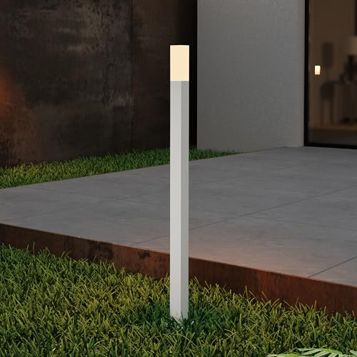 maimai Lampione da Giardino 3000K, Luminoso da Giardino IP65 Paletti Esterni Led 3.8x3.8x80.6cm in Alluminio per Giardini, Parchi, Aree Residenziali e Ingressi Deus Lumina, Sabbia bianco