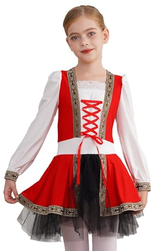 Moggemol Kids Girls Oktoberfest Costume German Dirndl Dresses Bavarian Beer Festival Carnival Dress Up Red 16 Years