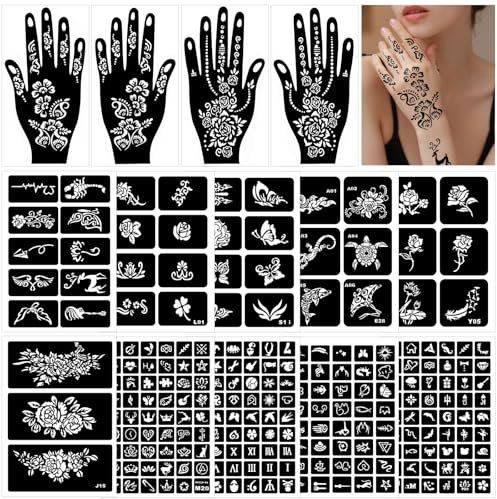 14 Fogli Stencil Tattoo,247 PCS Tatuaggi Temporanei Stencils Adesivi Tatuaggio Realistico per Face Paint Body Art