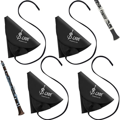 Yinder 4 Clarinet Swab Cloth Clarinet Cleaner Cleaning,Black | Spit Rag for Piccolo Flute Sax Saxophone, Back to School, Inside Tube Cleaner, Mussic Supplies for School Classmate