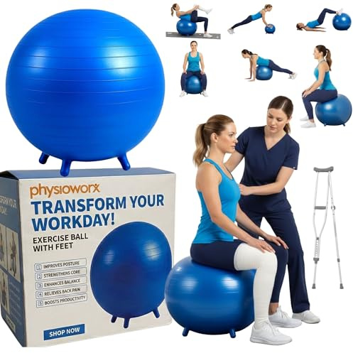 Algeos Exercise Ball with Feet, 55 cm, Fitness Balance Stability Ball