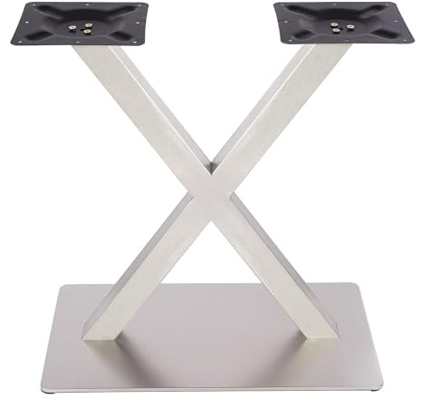 Gamba da tavolo in acciaio inox a forma di X, 72 cm, portata fino a 200 kg, moderna struttura in acciaio inox 201, per tavolo da pranzo, tavolino da caffè e scrivania, argento, con materiale di