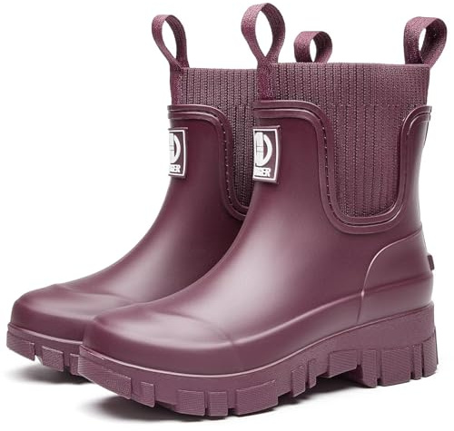 GURGER Botas de Agua Mujer Chelsea Zapatos de Lluvia Impermeable Wellington Botines de Goma para Uso Diario y Exterior