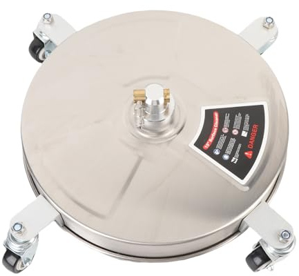YWBL-WH Limpiador de Lavadora a Presión de 15 Pulgadas, Limpiador de Entrada y Patio de Acero Inoxidable con 4 Ruedas, Ideal para Superficies Planas Grandes