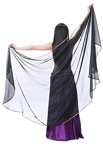 Calcifer Voile de danse du ventre en mousseline pour femmes, accessoire pour danseuses professionnelles, 250 x 120 cm, Noir