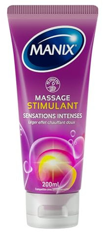 MANIX Gel de massage stimulant (200 mL) a effet chauffant pour stimuler l'excitation et le plaisir | Compatible avec les préservatifs