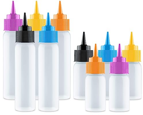 Bottiglie Da Decorazione,10 Bottiglie Applicatori Easy Squeeze,2 X 5 ciascuna (1 e 2 Once),Accessiorio per Decorare Biscotti, Formine per biscotti, Accessori per Biscotti e Glassa Reale a Sorpresa