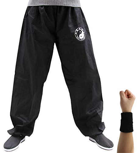 Dee Plus Pantaloni Tai Chi, Wing Chun, Arti Marziali e Pantaloni Larghi da Allenamento Kung Fu Unisex Abbigliamento per Arti Marziali Antirughe Adatto a Tutte Le Stagioni | Regalo Sport Wristband