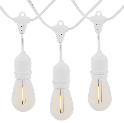 Novelty Lights S14 S14 glödlampor, utomhus, glödlampa, vit tråd, hängande, kommersiell kvalitet, ljusslinga, vintage, 26 st. okrossbara plastlampor