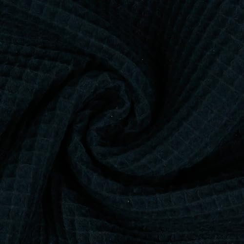 VmG-Store Waffelpique Meterware Waffel Stoff 100% Baumwollstoff Tex 100 (001 I Schwarz, 200 x 150cm)