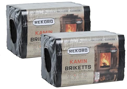 ESTEXO Rekord Kaminbriketts Braunkohlebrikett Braunkohle 20 kg Kamin Brikett Brennholz Öfen (Watt)