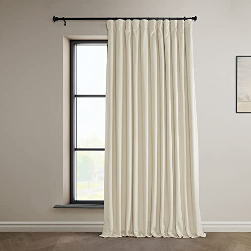 HPD Half Price Drapes VPYC-SBO198593-96-DW - Cortina Opaca Extra Ancha de Terciopelo de Felpa para Dormitorio y Sala de Estar (1 Panel), VPYC-SBO198593-96-DW, Color Crema Diva