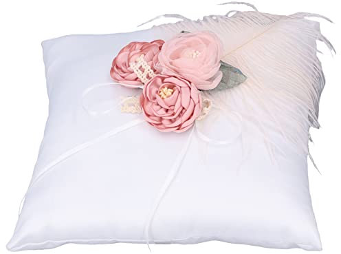 GisooM Eheringkissen, Ringträgerkissen Spitze Schleife Blume für Hochzeit mit Vintage Rustikale Spitze Schleife Ringkissen für Hochzeitszeremonie Vorschlag Jahrestag